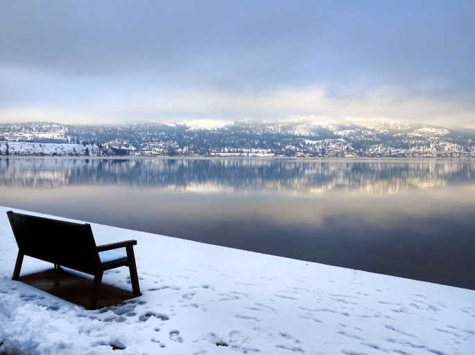 City park en hiver, Kelowna, Vallée d'Okanagan, Canada