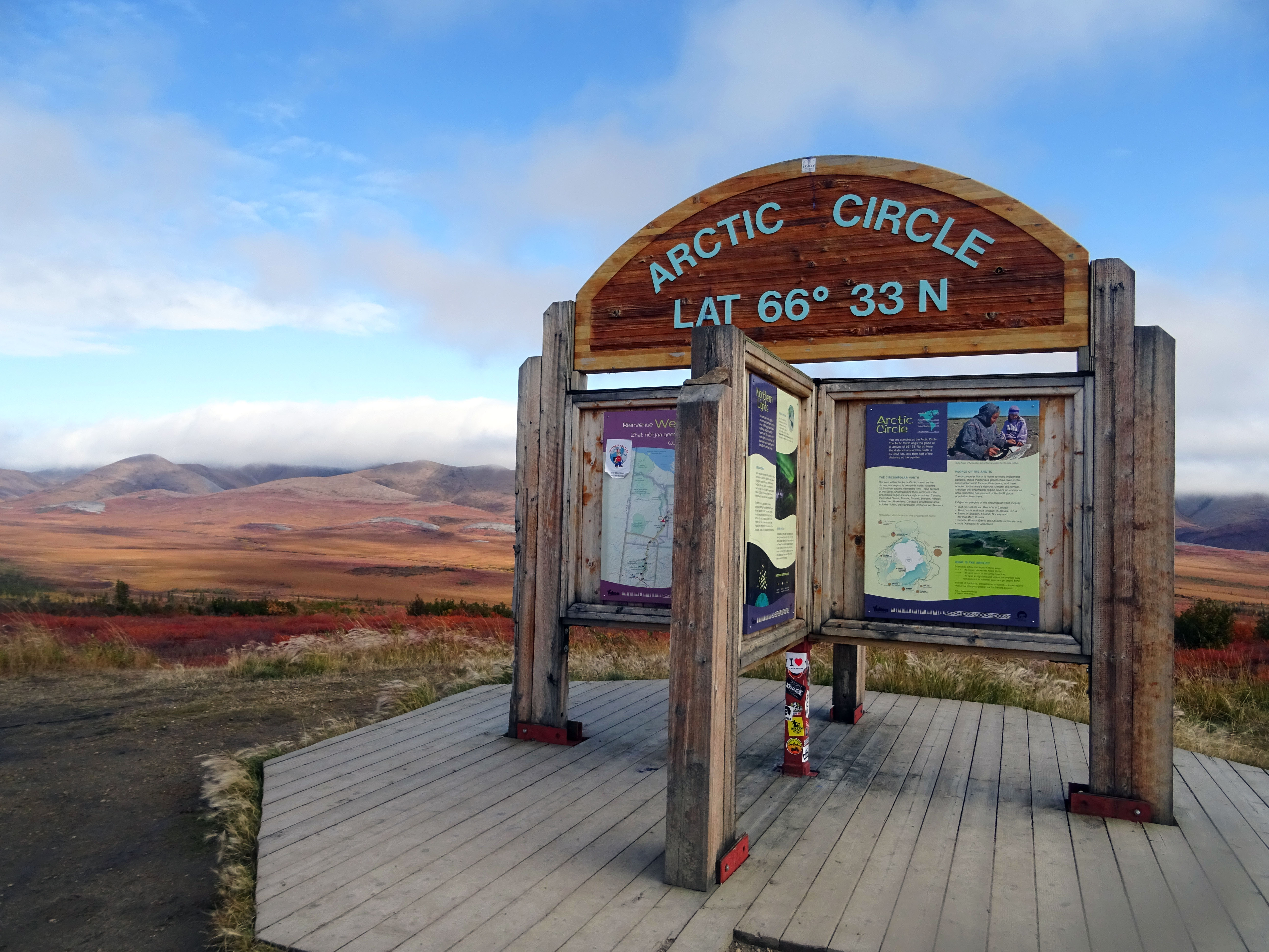 Panneau du cercle arctique, dempster highway,