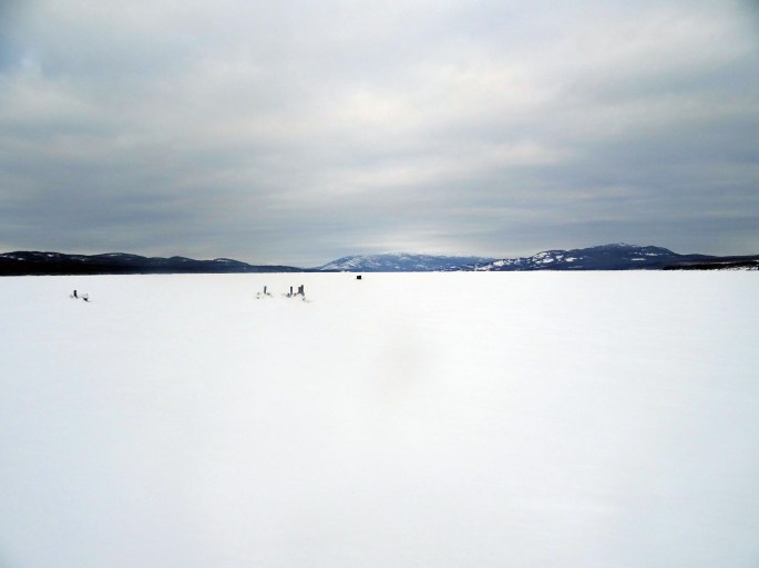 Marsh lake en hiver, Yukon Territory, Canada